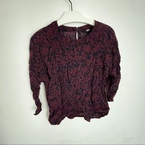 Uniqlo floral blouse 3/4 sleeve